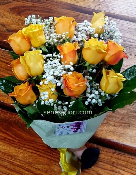 Bouquet 5 rose Ecuador top arancio Small