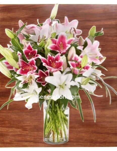 Mazzo di lilium assortiti di colori formato piccolo