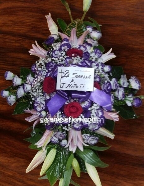 croce funebre rose orientali e lysanthus