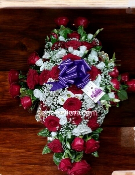 croce misura small rose rosse e lysantus