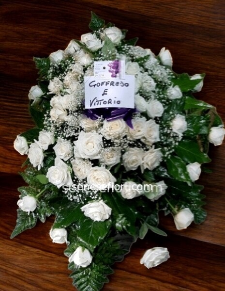 cuscino funebre rose bianche