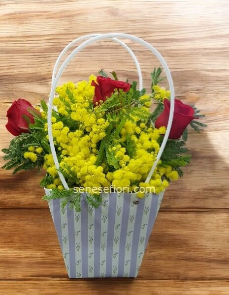borsa 3 rose e mimosa