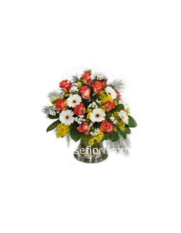 bouquet fiori di stagione e mimosa