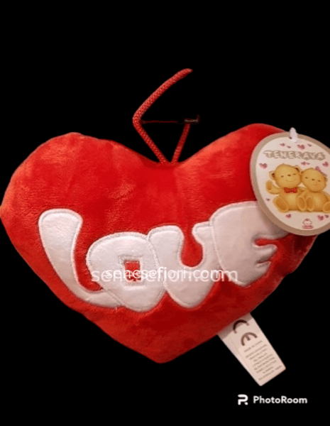 peluche cuore scritta love rosso