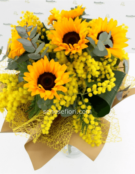 bouquet girasoli e mimosa Small