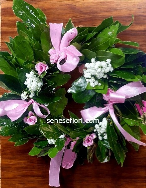 coroncina laurea roselline rosa in seta solo in preordine 3/4 giorni