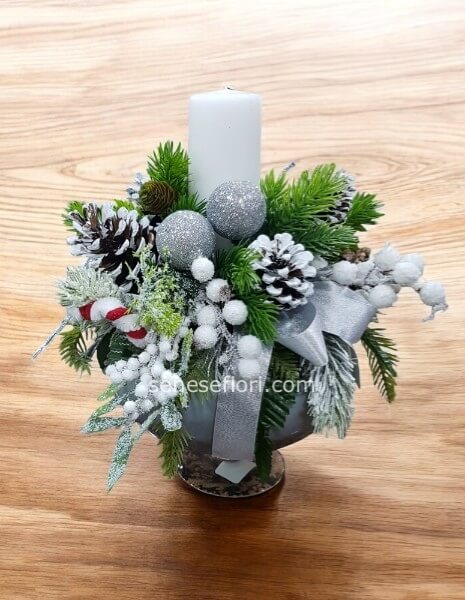 alzatina argento moccolo natalizia