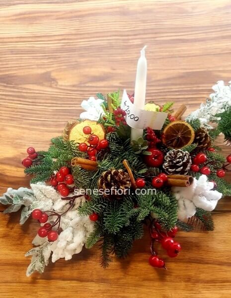 centrotavola fresco natalizio toni del rosso