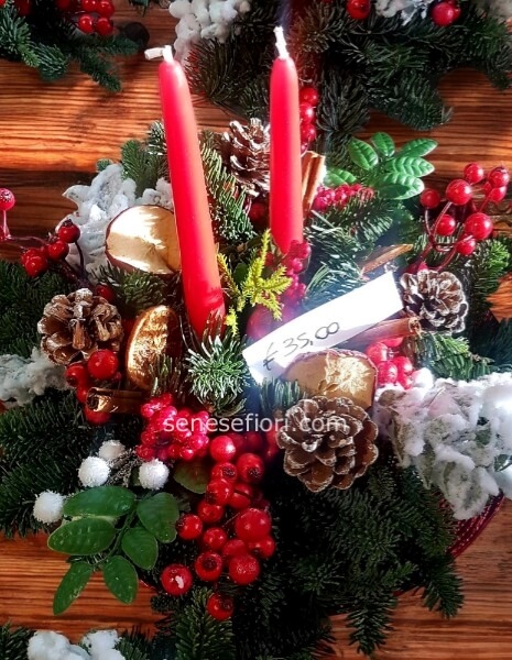 centrotavola fresco natale 2 candele