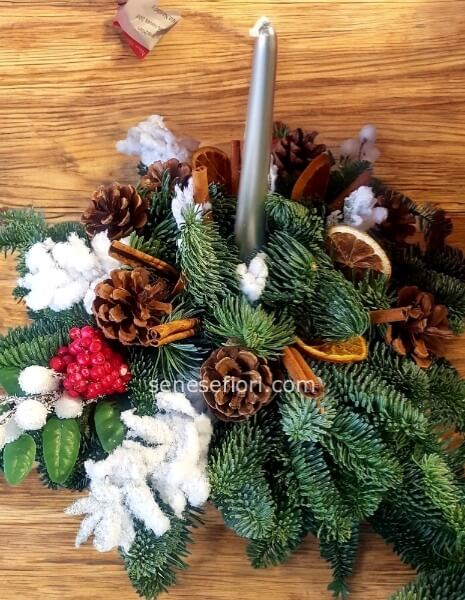 centrotavola natale candela argento