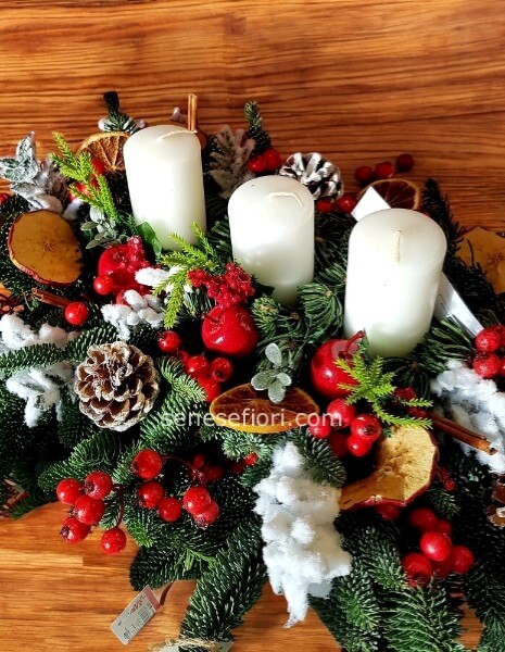 centrotavola fresco rettangolare 3 moccoli