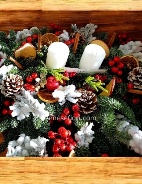 centrotavola rettangolare fresco 2 moccoli