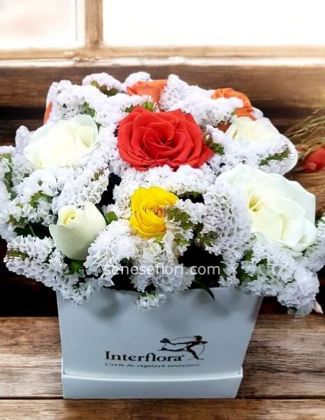 Invia Flower Box 9 Rose Ecuador Colori Assortiti | Consegna Napoli e Provincia