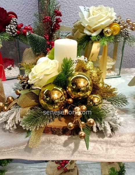 centrotavolo oro con moccolo