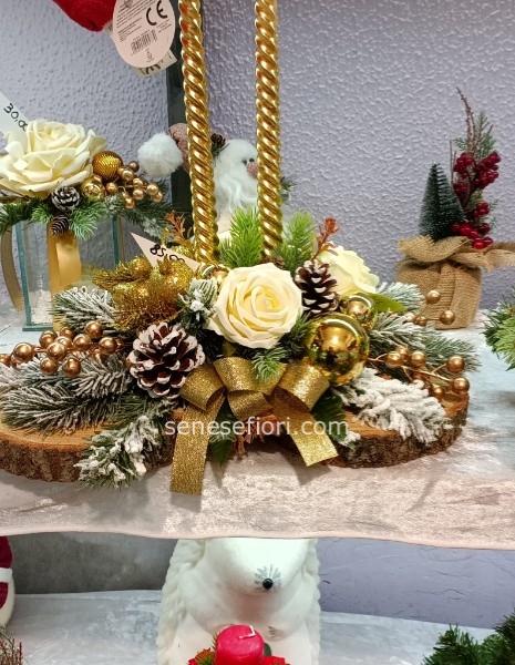 centrotavola oro su doppia base in legno