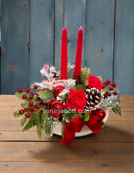 centrotavola natalizio toni rosso