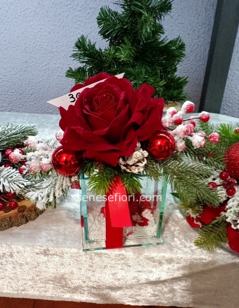 composizione rossa in cubo vetor natalizia