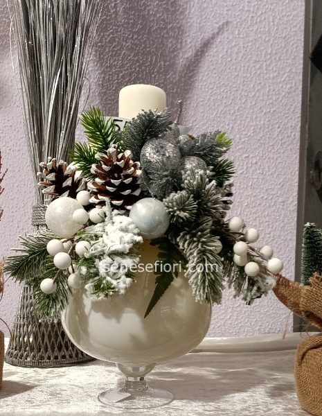 alzatina vetro bianco argento