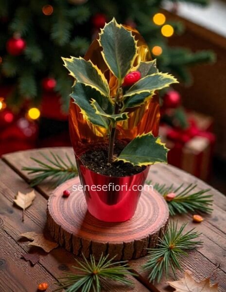 5 mini piantine agrifoglio 15 cm per segnaposto